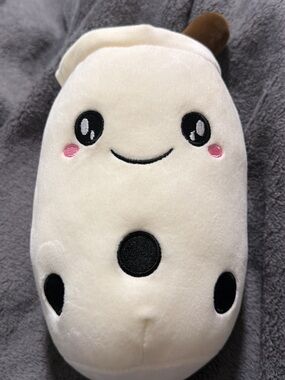 Plush Cream Bubble Tea Stuffed Animal - Cute Smiling Boba Plush